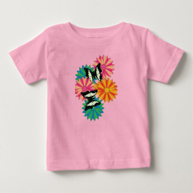 Butterflies and Flowers Baby T-Shirt (Front)
