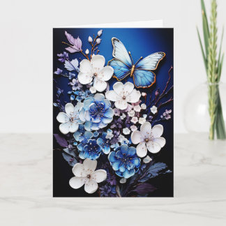 Butterflies and Flowers Blank Note Greeting Card