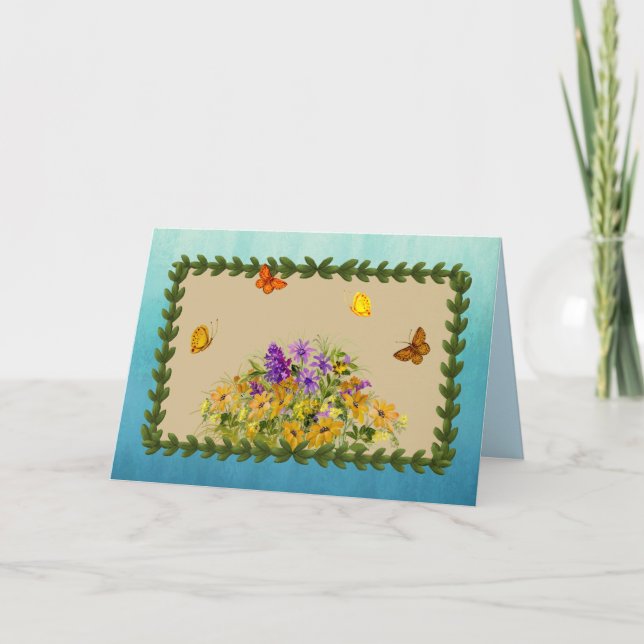 Butterflies and Flowers Card (Front)