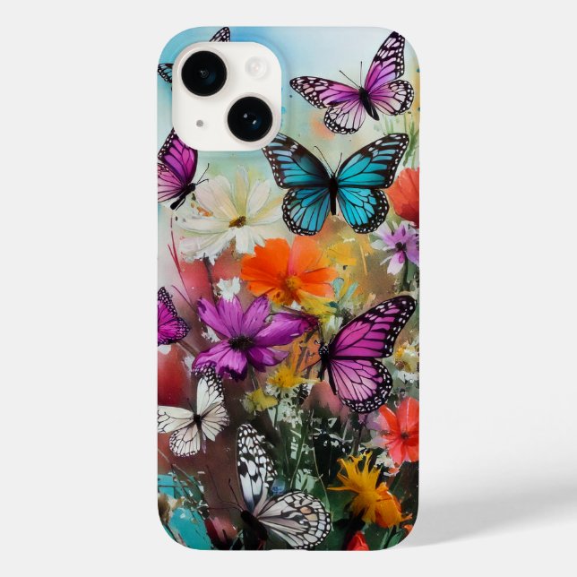 Butterflies and Flowers Case-Mate iPhone Case (Back)