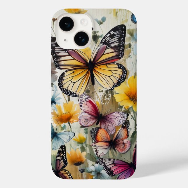 Butterflies and Flowers Case-Mate iPhone Case (Back)