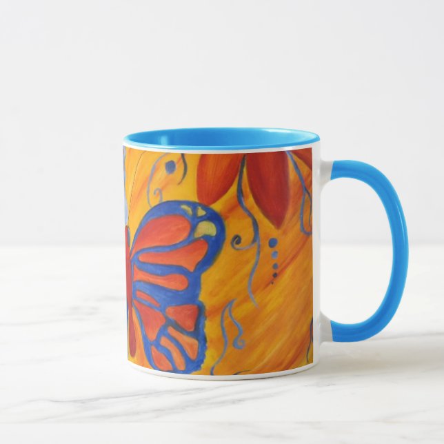 butterflies and flowers ceramic mug (Right)