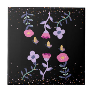 butterflies and flowers ceramic tile
