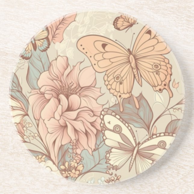 Butterflies and flowers  coaster (Front)