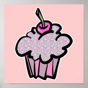 butterflies and flowers cupcakes poster