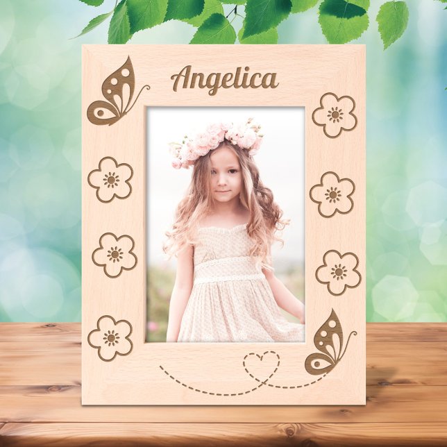 Butterflies and Flowers Custom Name 5x7 Etched Frames (Creator Uploaded)