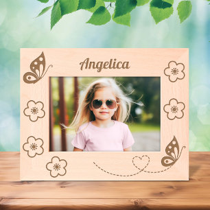 Butterflies and Flowers Custom Name 7x5 Etched Frames