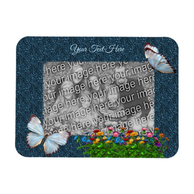 Butterflies And Flowers Frame Add Your Photo  Magnet (Horizontal)