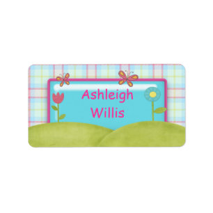Butterflies and Flowers - Girls School Name Labels