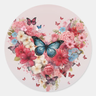 butterflies and flowers heart labels