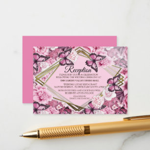 Butterflies and Flowers in varying shades of pinks Enclosure Card