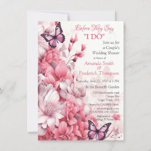 Butterflies and Flowers in varying shades of pinks Invitation