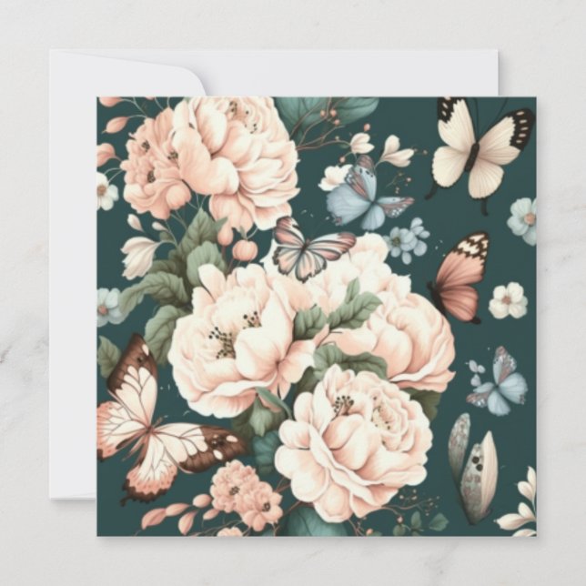 Butterflies and flowers  invitation (Front)