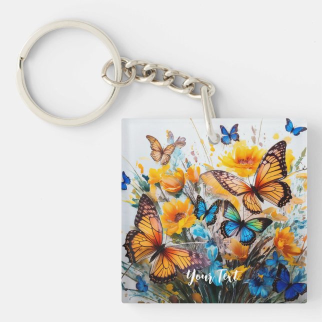 Butterflies and Flowers Key Ring (Front)