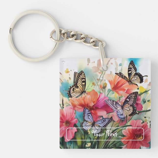 Butterflies and Flowers Key Ring (Front)