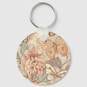 Butterflies and flowers key ring