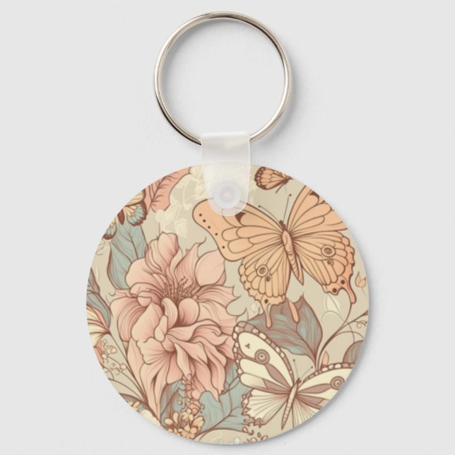 Butterflies and flowers  key ring (Front)