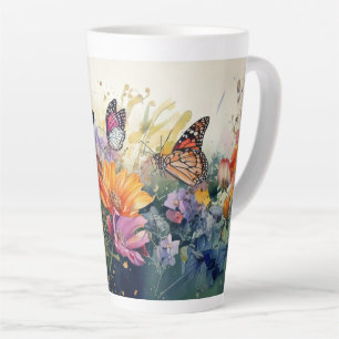 Butterflies and Flowers Latte Mug