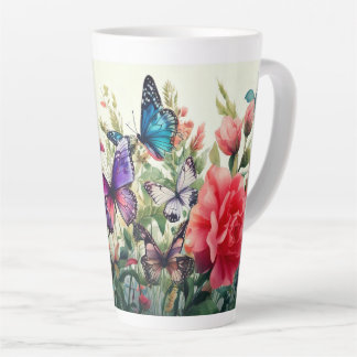 Butterflies and Flowers Latte Mug