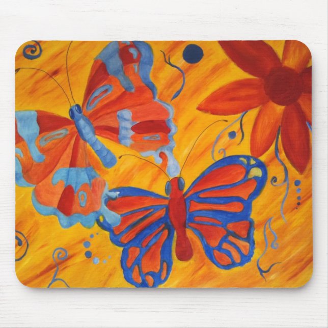 butterflies and flowers Mousepad (Front)