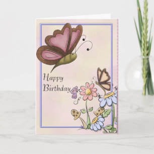 Butterflies and Flowers Mum Birthday Card