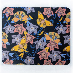 Butterflies and Flowers Night Mouse Pad