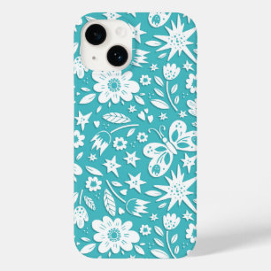 Butterflies And Flowers On Aqua Case-Mate iPhone 14 Case