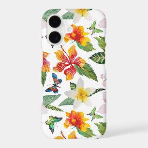 Butterflies and Flowers On White