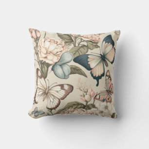 Butterflies and flowers pastel cushion