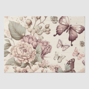 Butterflies and flowers pastel decor tissue paper