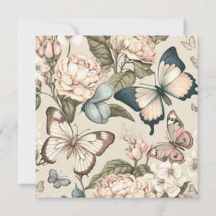 Butterflies and flowers pastel  invitation
