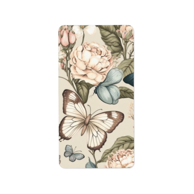 Butterflies and flowers pastel  label (Front)