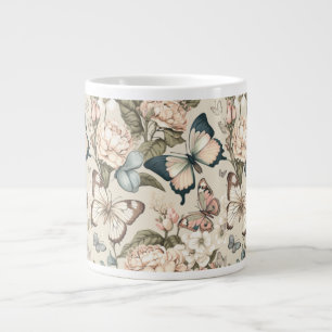 Butterflies and flowers pastel large coffee mug