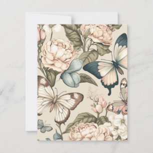 Butterflies and flowers pastel RSVP card