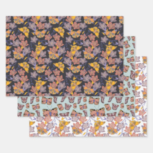 Butterflies and Flowers pattern Wrapping Paper Sheet