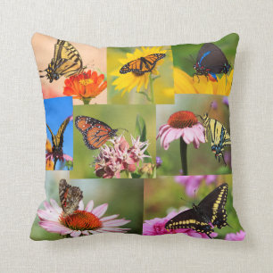 Butterflies and Flowers Photo Collage Cushion