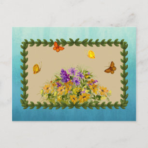 Butterflies and Flowers Postcard