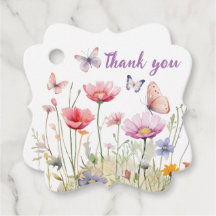Butterflies and Flowers Scalloped Favour Tags