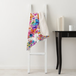 Butterflies and flowers sherpa blanket