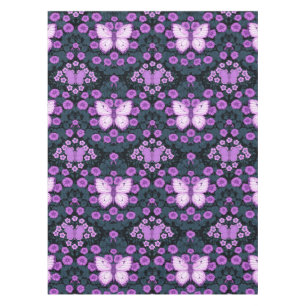 Butterflies and flowers symmetry, violet and blue tablecloth
