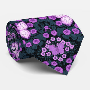 Butterflies and flowers symmetry, violet and blue tie