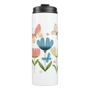 Butterflies and Flowers Thermal Tumbler