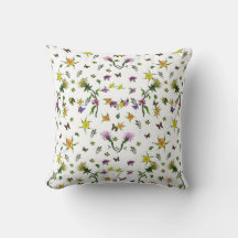 Butterflies and Flowers Throw Pillow