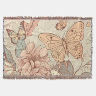 Butterflies and flowers tissue paper throw blanket