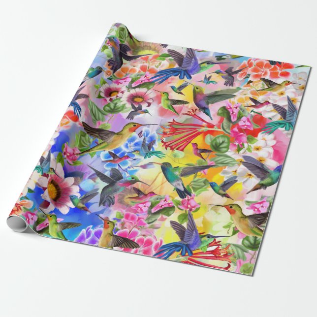 Butterflies and Flowers Wrapping Paper (Unrolled)