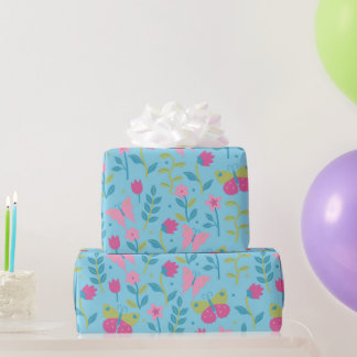 butterflies and flowers. wrapping paper