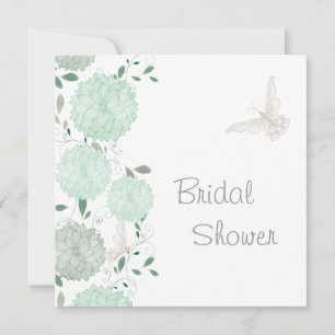 Butterflies and Green Chrysanthemums Bridal Shower Invitation