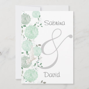 Butterflies and Green Chrysanthemums Wedding Invitation
