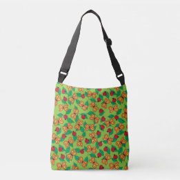 Butterflies and Ladybugs on green leaves Crossbody Bag