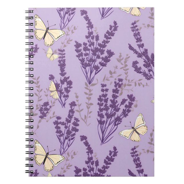 Butterflies and Lavender Flowers Notebook (Front)
